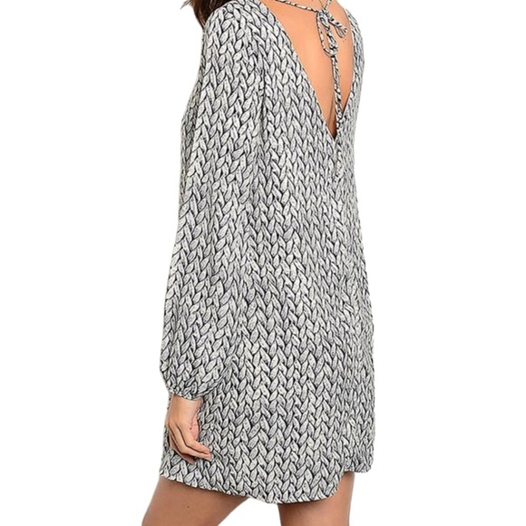 Sage Dresses & Skirts - 𝅺Sage Gray Cream Braid Print Mini Dress Size Large NEW
